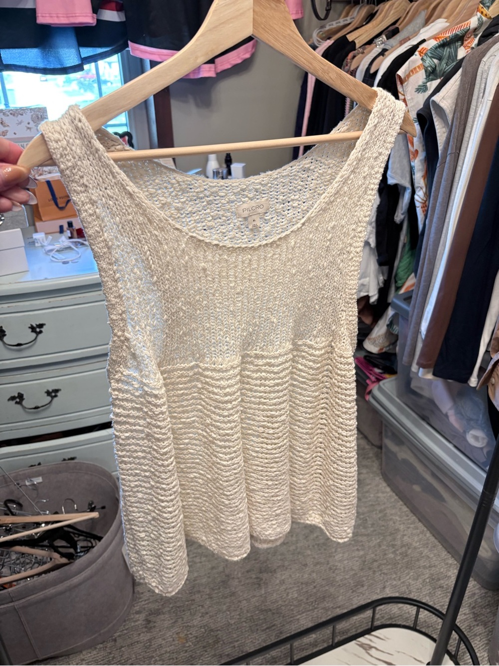 Anthropologie Pilcro Cream Scoop Neck Chunky Knit Sweater